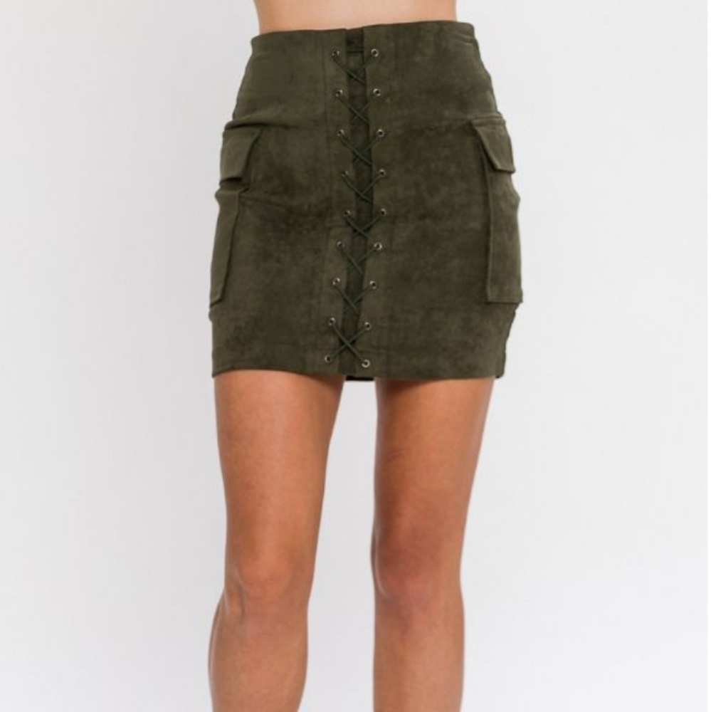 Suade cargo skirt